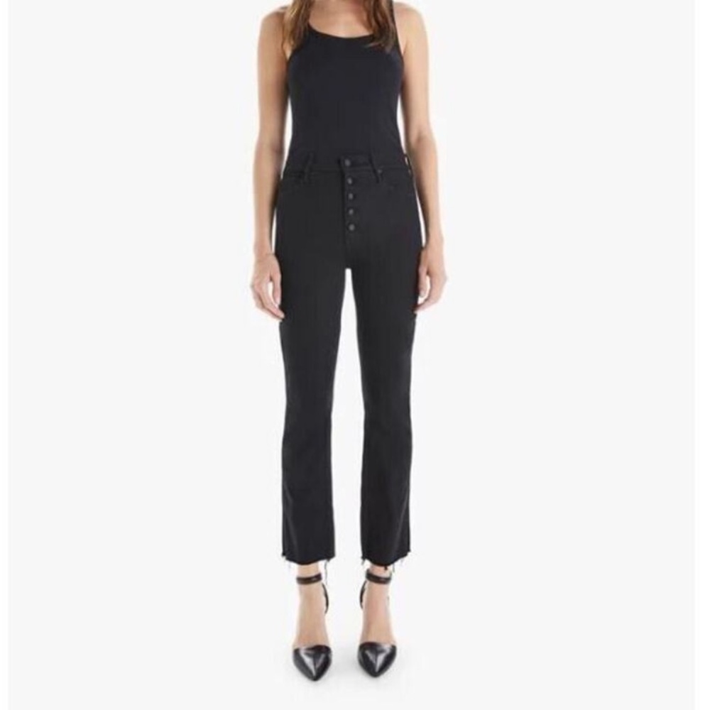 Women’s Mother The Pixie Dazzler Ankle Fray Jeans Not Guilty Black Size 27